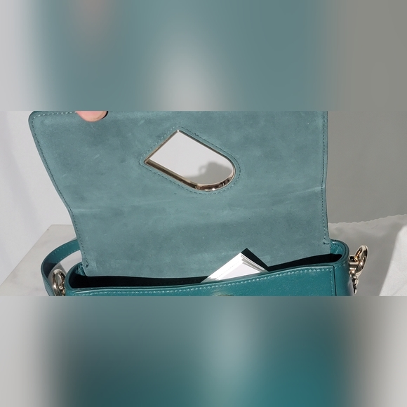 Furla Logo Plaque Leather Crossbody Bag – Dark Green – Made in Italy - Picture 7 of 10